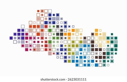 El Salvador, shape of the country built of colored cells. Digital style map of El Salvador on a white background. Large size square blocks. Vibrant vector illustration.
