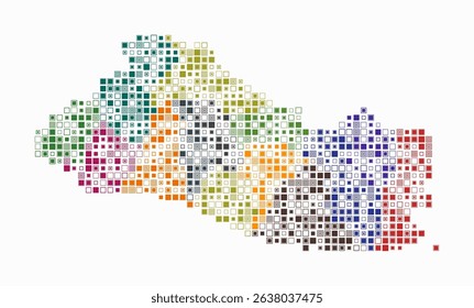El Salvador, shape of the country built of colored cells. Digital style map of El Salvador on a white background. Small square blocks. Awesome vector illustration.