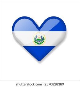 El Salvador - Shiny Flag in the Form of Heart. Vector Illustration.