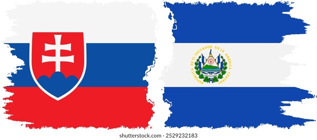 El Salvador and Slovakia grunge flags connection, vector