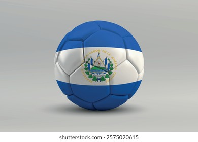 El Salvador soccer ball featuring the national flag design on a gray background