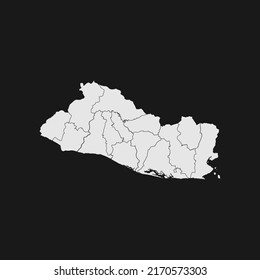 el salvador soft white map with black detail and background