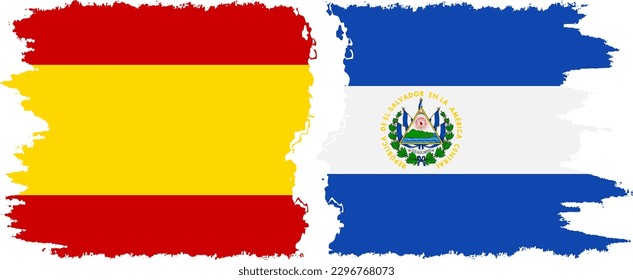 El Salvador and Spain grunge flags connection, vector