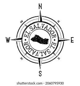 El Salvador Stamp Map Compass Adventure. Illustration Travel Country Symbol. Seal Expedition Wind Rose Icon.