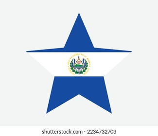 El Salvador Star Flag. El Salvadoran Star Shape Flag. Guanaco Country National Banner Icon Symbol Vector Flat Artwork Graphic Illustration svg