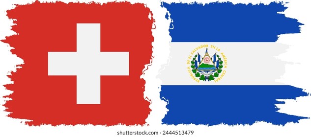 El Salvador and Switzerland grunge flags connection, vector