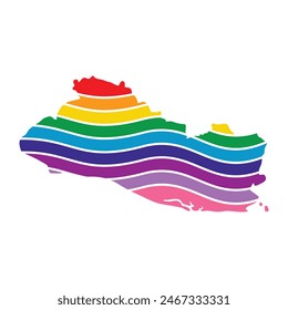 El Salvador swoosh silhouette rainbow map