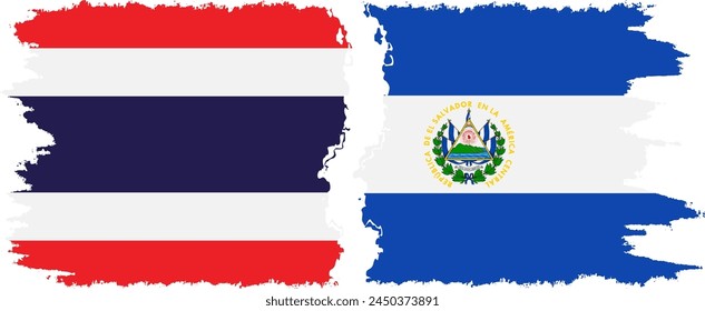 El Salvador and Thailand grunge flags connection, vector