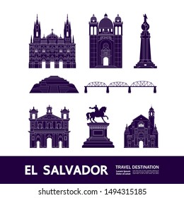 El Salvador travel destination grand vector illustration.