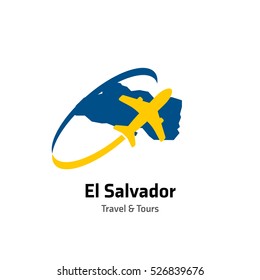 El Salvador Travel and Tours logo. Vector travel company logo design - Country map Leisure travel logo template. Tourism emblem, leisure center - vector illustration