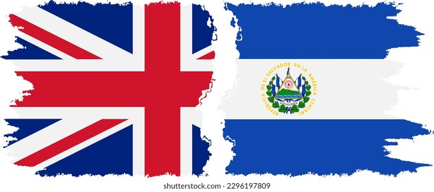 El Salvador and UK grunge flags connection, vector