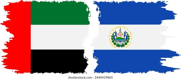 El Salvador and United Arab Emirates grunge flags connection, vector