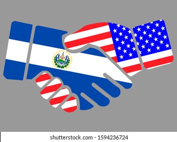 El Salvador and USA flags Handshake vector