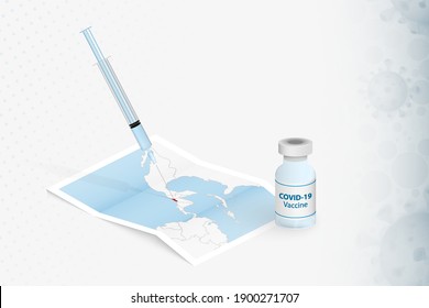 El Salvador Vaccination, Injection with COVID-19 vaccine in Map of El Salvador. Vaccination Concept Illustration.
