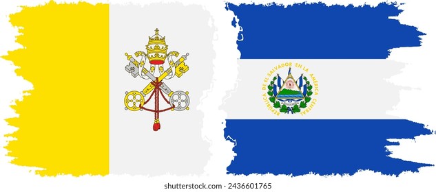 El Salvador and Vatican grunge flags connection, vector