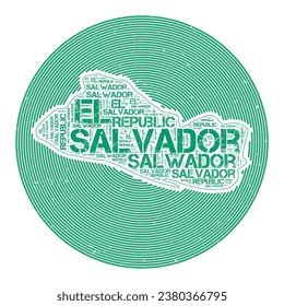 El Salvador Vector Image. Country round logo design. El Salvador poster in circular arcs and word cloud style. Captivating vector illustration.