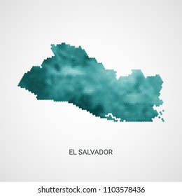 El Salvador vector map - blue geometric gradient graphic background from hexagon dots.
