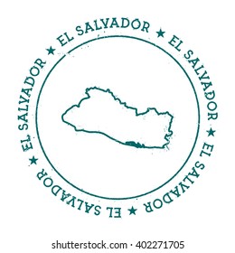 El Salvador vector map. Retro vintage insignia with El Salvador map. Distressed visa stamp with El Salvador text wrapped around a circle and stars. Country map vector illustration.