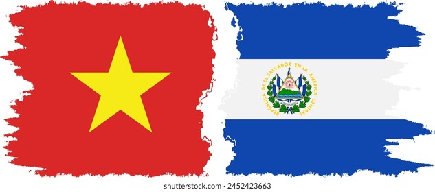 El Salvador and Vietnam grunge flags connection, vector