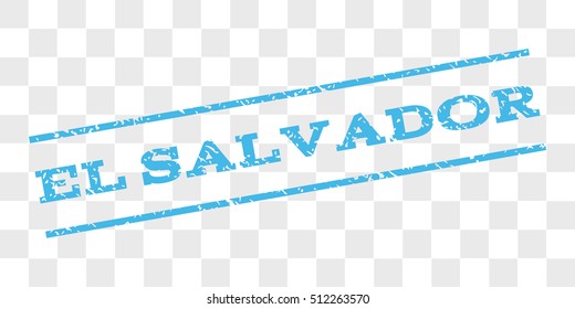 El Salvador watermark stamp. Text tag between parallel lines with grunge design style. Rubber seal stamp with unclean texture. Vector light blue color ink imprint on a chess transparent background.