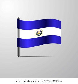 El Salvador waving Shiny Flag design vector