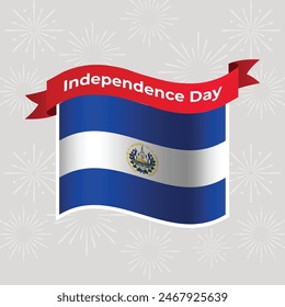 El Salvador Wavy Flag Independence Day Banner Background