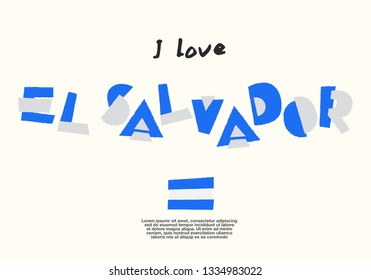 El Salvador : World Flag with fun geometrical alphabets : Vector Illustration 