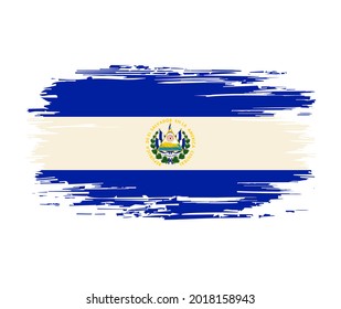 El Salvadoran Flag Brush Grunge Background. Vector Illustration.