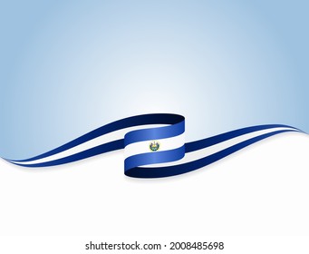 El Salvadoran flag wavy abstract background. Vector illustration.