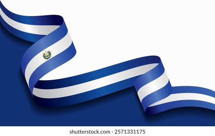 El Salvadoran flag wavy abstract background. Vector illustration.