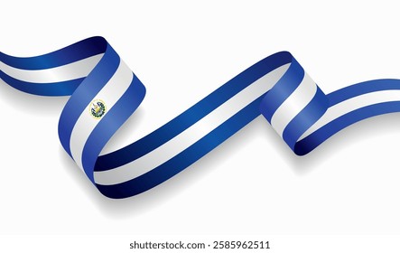 El Salvadoran flag wavy abstract background. Vector illustration.