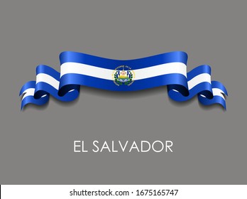 El Salvadoran flag wavy ribbon background. Vector illustration.