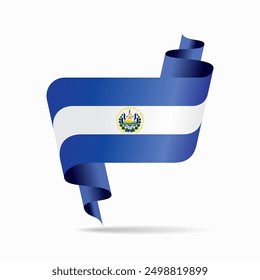 El Salvadoran flag wavy ribbon background. Vector illustration.