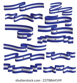el savador flag ribbon vector element bundle set