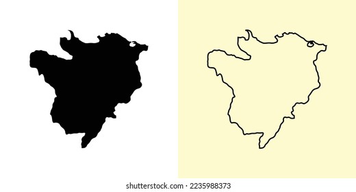 El Seibo map, Dominican Republic, Americas. Filled and outline map designs. Vector illustration