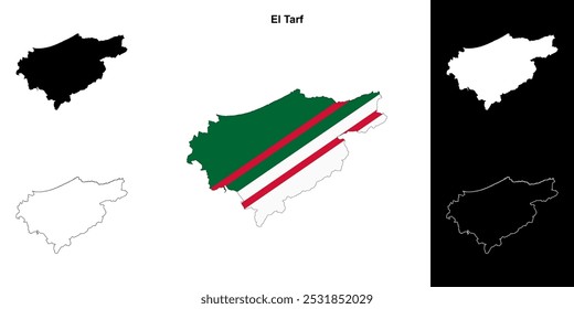 El Tarf province outline map set