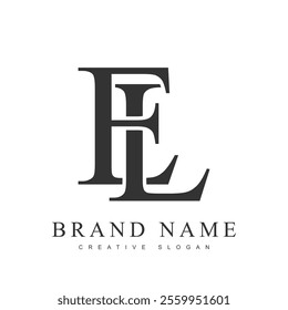 EL trendy logotype template. Initial letter e and l classic font style. Creative logo for company name or identity. Vector illustration.