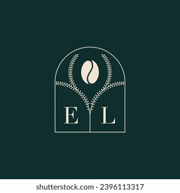 EL Unique and simple logo design combination of letters and coffee bean