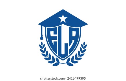 ELA initial letter academic logo design vector template. monogram, abstract, school, college, university, graduation, symbol, shield, model, institute, educational, coaching canter, tech, sign, badge