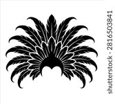 Elaborate black and white carnival feather headdress design vector