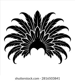 Elaborate black and white carnival feather headdress design vector
