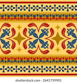 Elaborate Creative Ornament Royal Ancient Inspired Elaborate Baroque Border Pattern Red Royal Blue Gold. Ideal for digital paper wedding invitations product packaging book cover crafters designer Lace