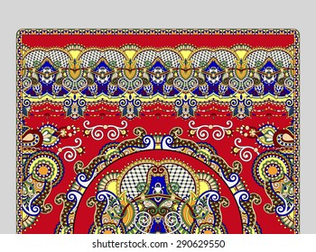 elaborate original floral large area carpet design for print on canvas or paper, ukrainian traditional style, vector illustration