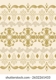 Elaborate Ottoman Florals Petals Luxury Elegance Detailed Filigree Golden Scroll Ornament Ancient Pattern Geometric Twist for Expensive Rich Expression on Beige for Wallpaper Embroidery Border Carpet