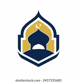 Elaborate, symmetrical vector composition inspired by Islamic patterns, incorporating geometric designs, minimalist white background, appropriate for logo or badge designs