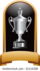 elaborate trophy on gold crest