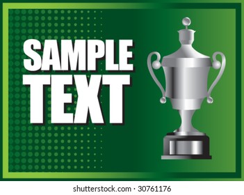 ausgefeilte Trophäe auf grünem halftonem, horizontalem Hintergrund