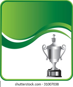 trofeo elaborado sobre fondo de olas verdes