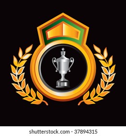 elaborate trophy on royal crest