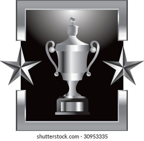elaborate trophy on star background